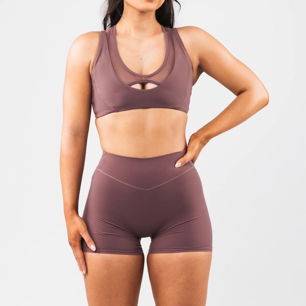 Alphalete Mauve Sports Bra and Shorts Set